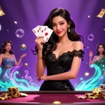 Engage in the excitement of toto togel with a stylish casino illustration featuring vibrant lottery elements and glamorous characters.