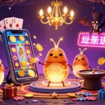 Experience the excitement of 88M with glowworms lighting up a vibrant casino scene filled with games.