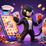 Play exciting games with ahha4d, featuring a stylish black panther, an owl, and a lucky mouse in a vibrant casino scene.
