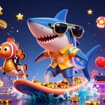 Bet on sbobet while enjoying a vibrant 3D illustration of fun underwater characters amidst casino elements.