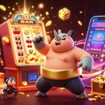 Watch the slot champion beetle stomp for coins in this vibrant casino scene