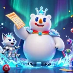Engaging scene with TK 88 showcasing a cartoon polar bear and fox in a vibrant casino-themed illustration.