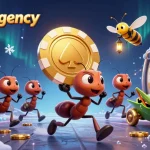Tandemagency showcases a cartoon heist scene with ants and casino elements featuring high-stakes excitement.
