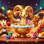 Engage in thrilling bets with the lively s666 gambling scene featuring a whimsical noodle bowl dealer