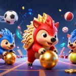 Gambarkan momen seru di jawa138 dengan pangolin bersaing dan tumpukan chip poker.