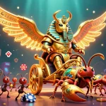 Engage with Bolatoto's vibrant gaming scene, featuring golden scarab and scorpion characters.