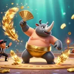 Experience thrilling moments at 78win com with a vibrant, dynamic 3D illustration of a sumo beetle champion.