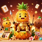 Engage with hawai 99's vibrant casino scene featuring a golden pineapple king among dynamic gaming elements.