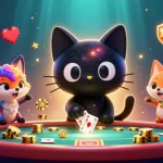 Experience the excitement of the aussie online casino with a black hole cat showing its gravitational charm amidst cosmic game excitement.
